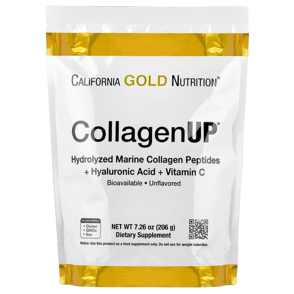 California Gold Nutrition, CollagenUP®, Peptides de collagène marin hydrolysé à l'acide hyaluronique et à la vitamine C, Sans arôme, 206 g